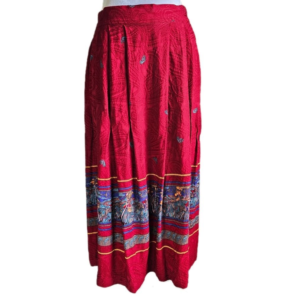 Chaus Vintage Equestrian Midi Skirt Womens Small Preppy Old Money Horses Pockets